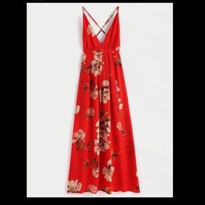 New red floral halter dress from Zaful